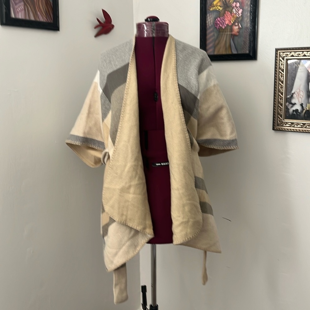 Akira shawl drape cover sweater duster tie new